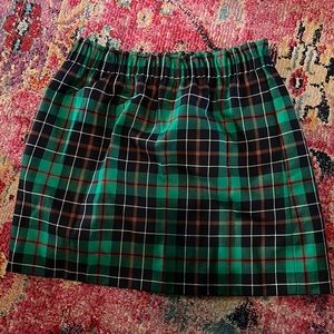 Green and red plaid j crew tulip skirt